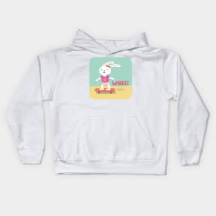 Girl Bunny on a Board Kids Hoodie